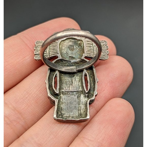 Sterling Silver Kachina Blue Turquoise Stone Vintage Ring Size 7 - Picture 6 of 9